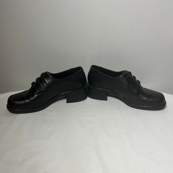 Earth Shoe Sophia Black Leather Oxford Slip On Chunky Goth Grunge Casual 7 - Picture 2 of 9